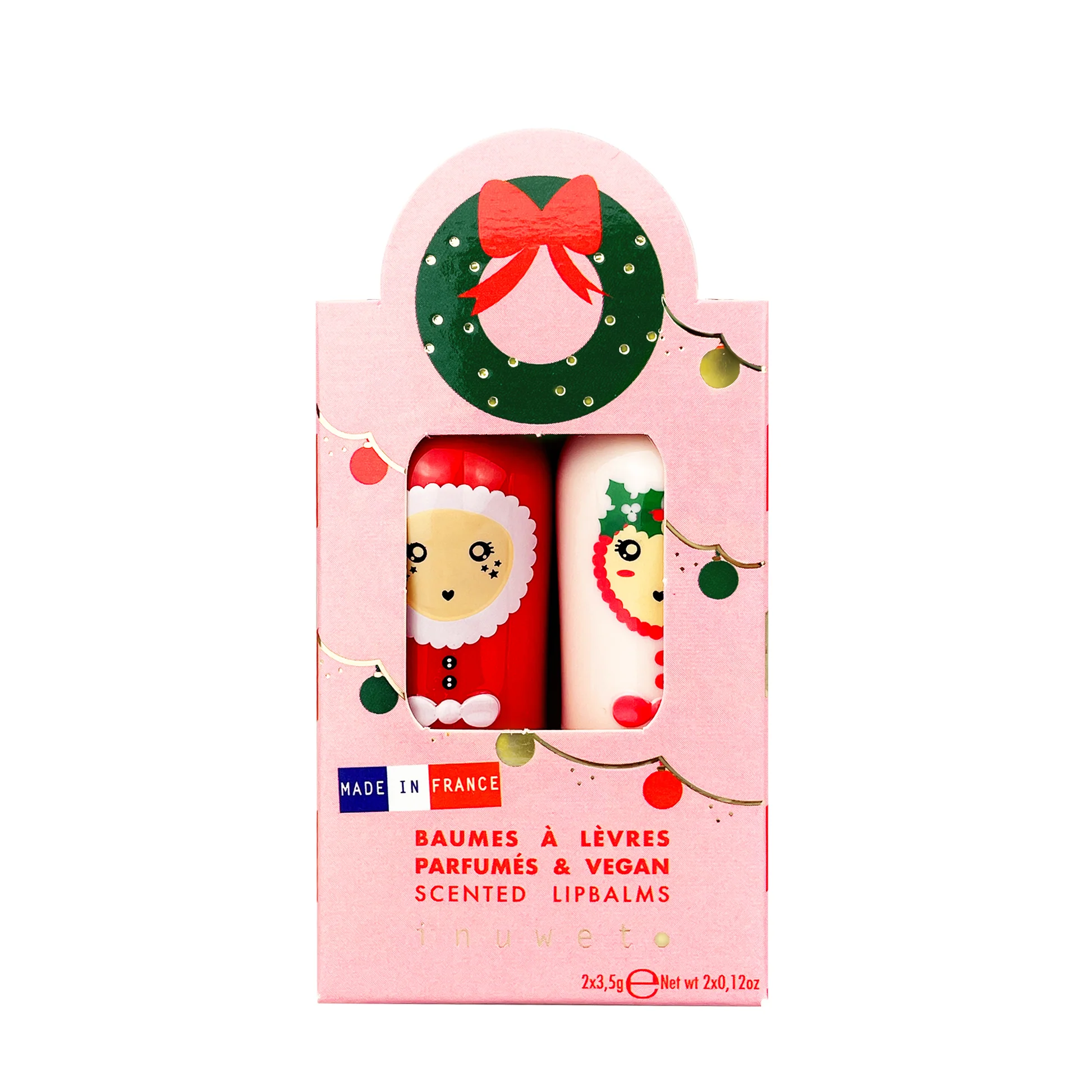2er Set Lipbalms in weihnachtlicher Geschenkverpackung von Inuwet