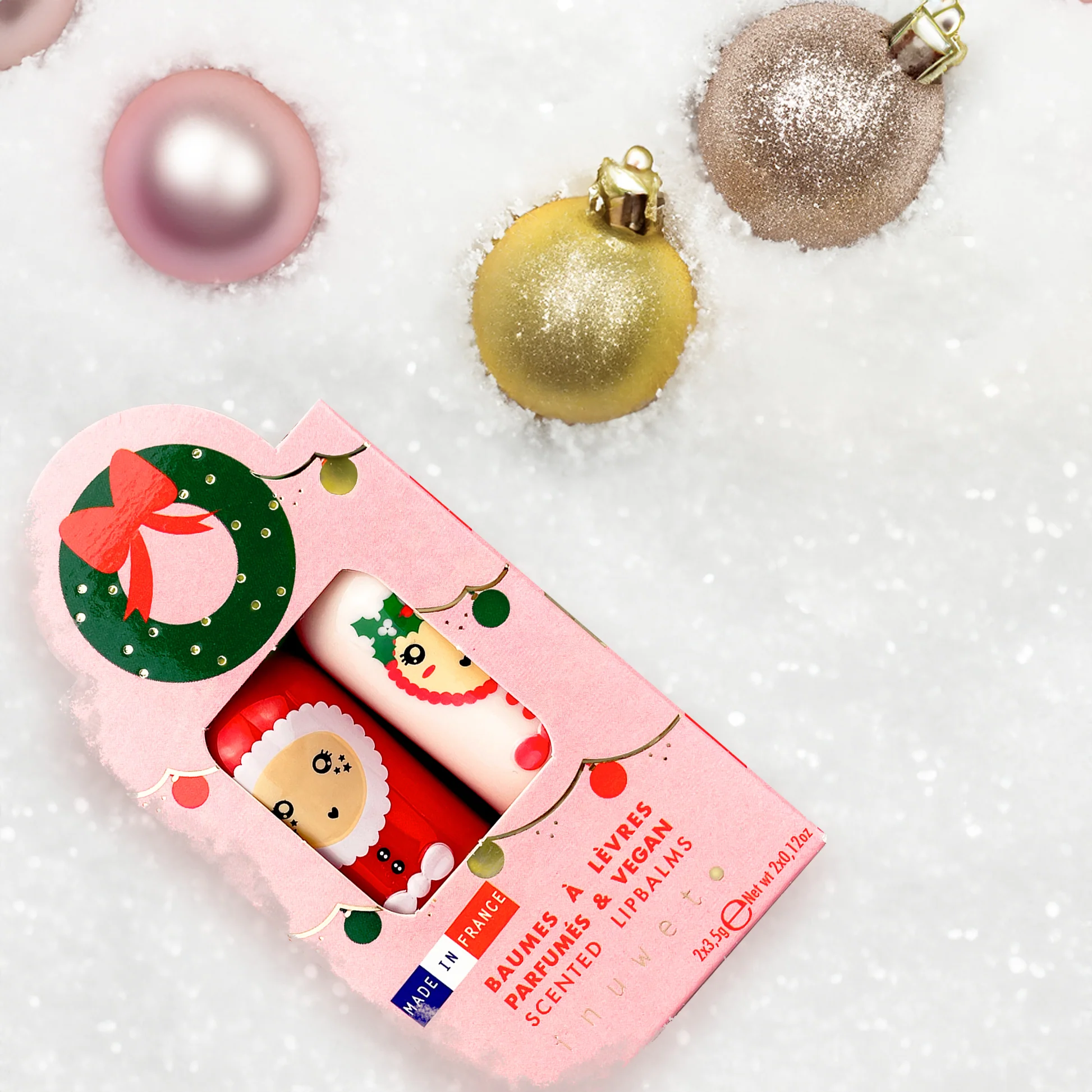 2er Set Lipbalms in weihnachtlicher Geschenkverpackung von Inuwet