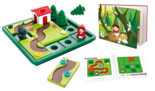 Smart Games Rotkppchen Grünes Spielbret mit Spielfiguren Straßen Haus und Rotkäppchen