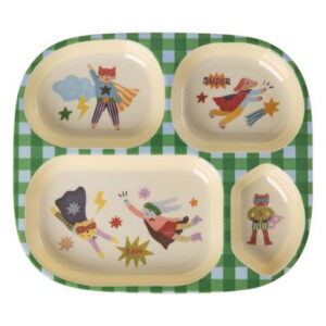 Rice Kinderteller mit 4er Einteilung Grün Hero Print