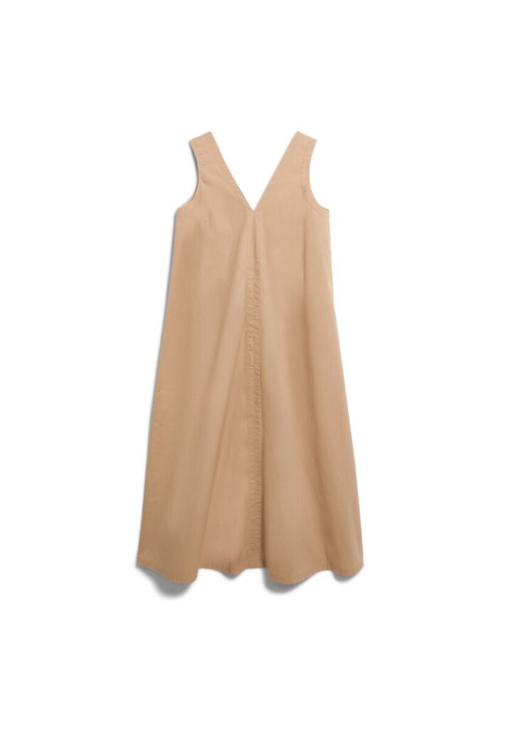 Armed Angels Poplin Maxi V Neck Kleid True Camel6