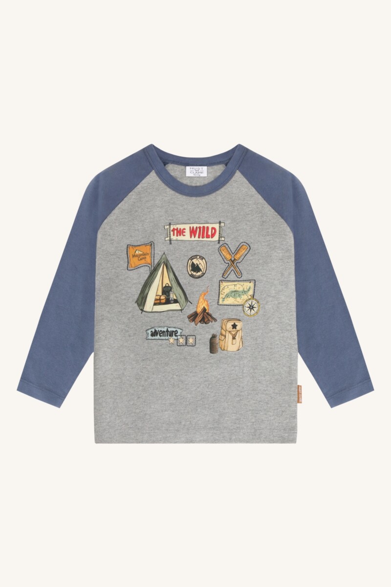 Hust and Claire Longsleeve Anton Wild Life Grey Melange1