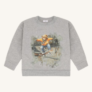 Hust and Claire Sweatshirt Sejer Skating Bear Grey Melange1