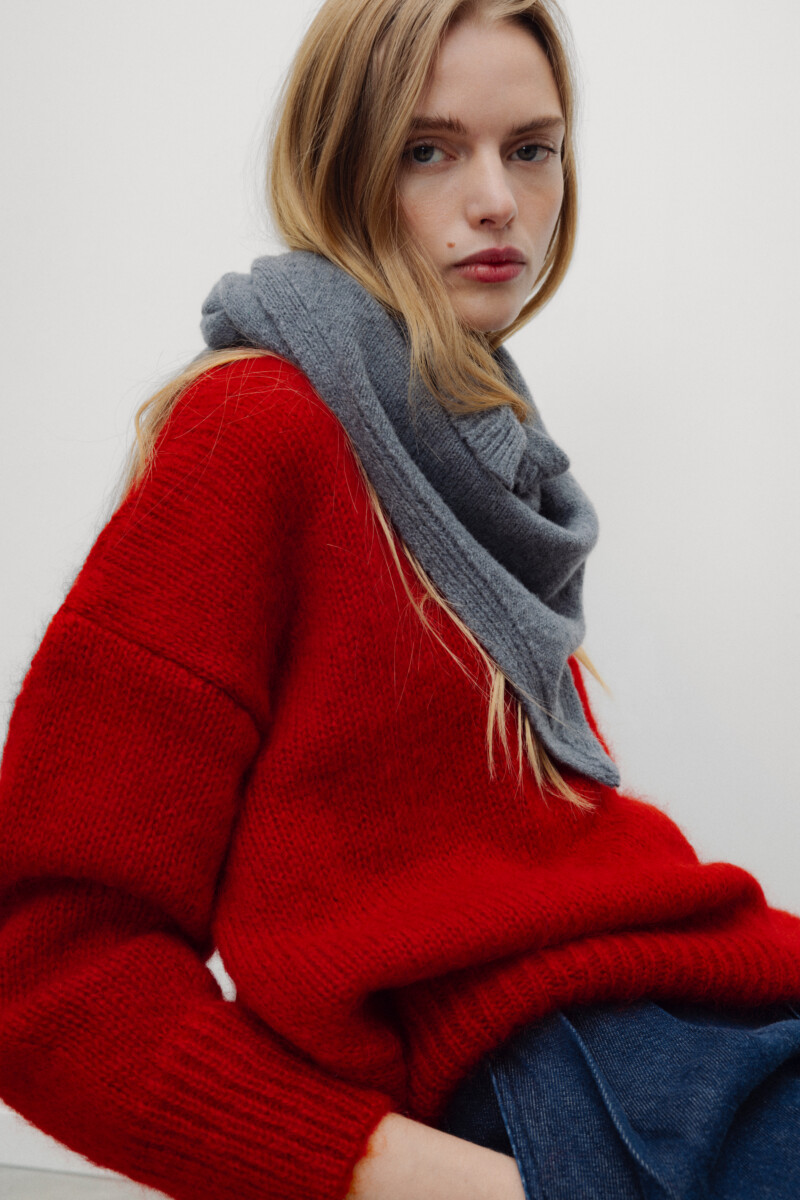 The New Society Damen Strickpullover Chinese Red3
