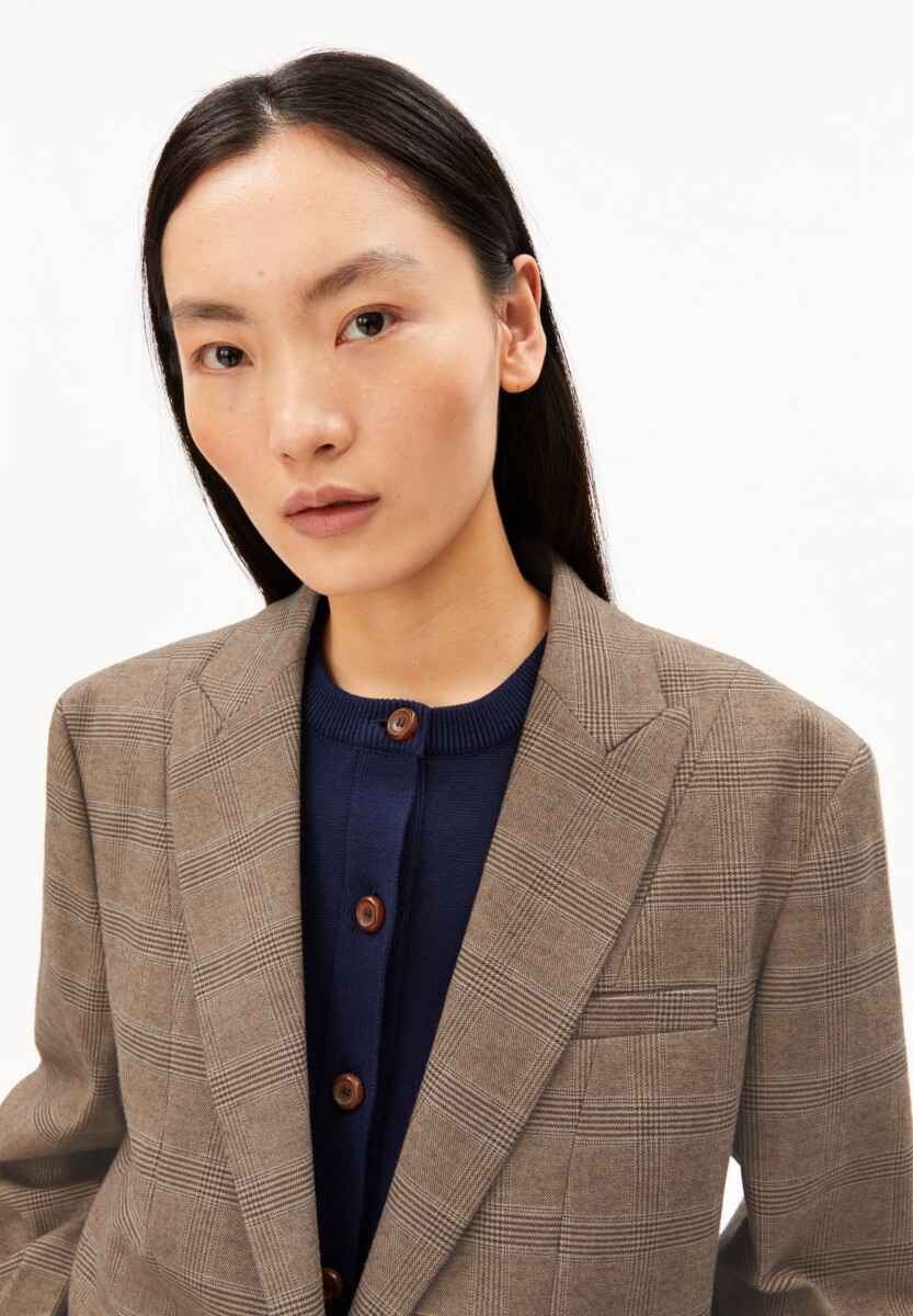 Armed Angels Check Oversized Blazer Claystone1