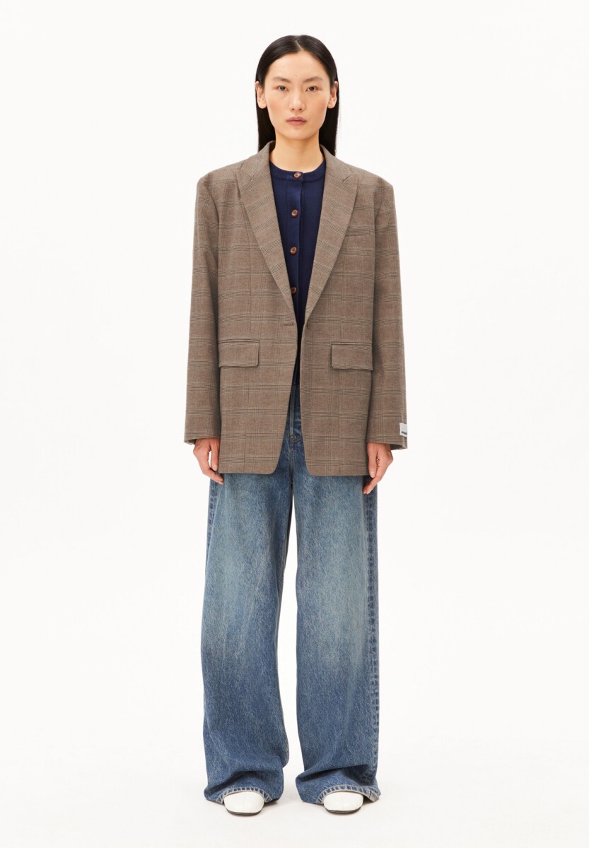Armed Angels Check Oversized Blazer Claystone2