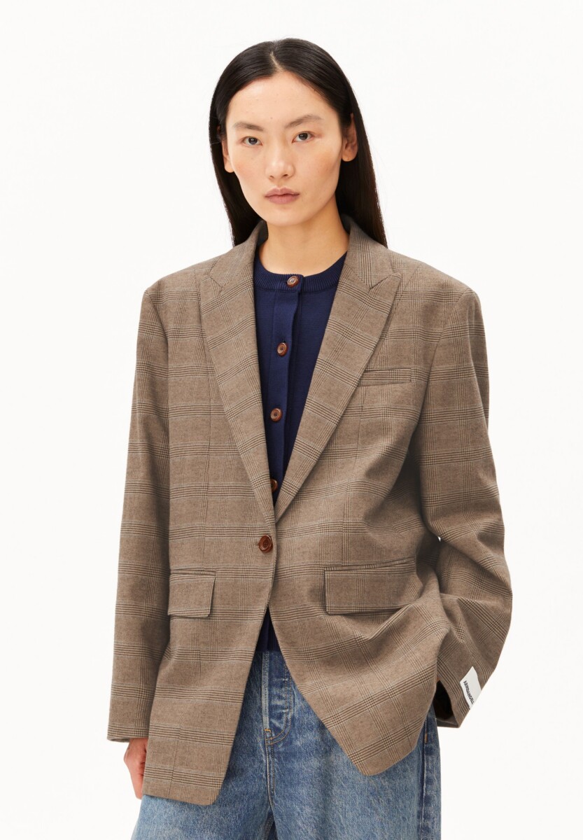 Armed Angels Check Oversized Blazer Claystone4