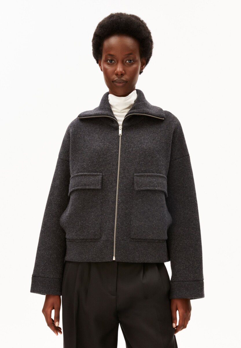 Armed Angels Cotton Wool Knit Jacket Steel Melange4