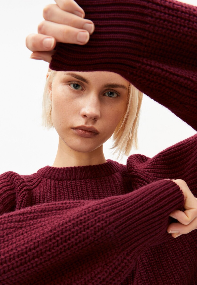 Armed Angels Rib Knit Sweater Velvet Red1