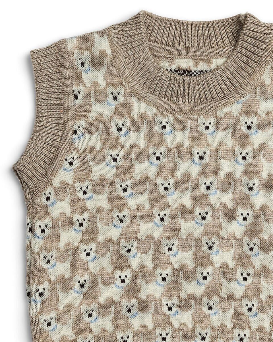 Smallstuff Baby Pullunder Merino Nature Melange Dog1