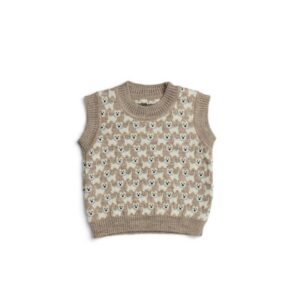Smallstuff Baby Pullunder Merino Nature Melange Dog2