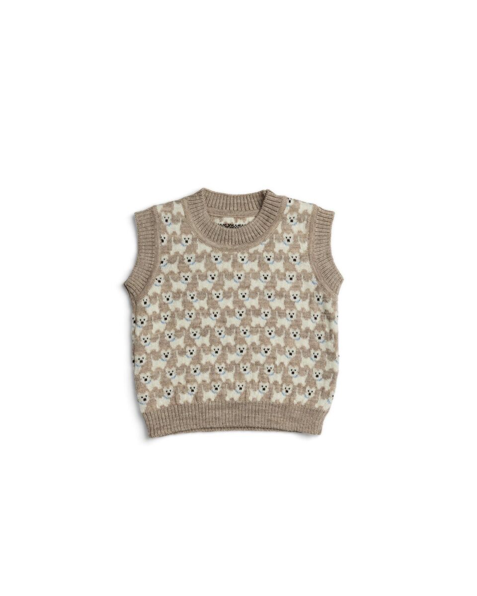 Smallstuff Baby Pullunder Merino Nature Melange Dog2